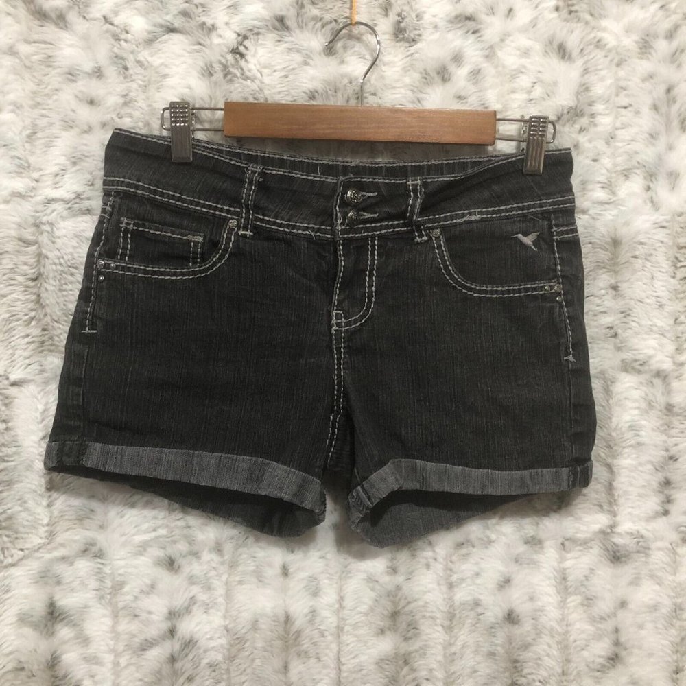 Grane Black Denim Cuffed Jean Shorts Jr Sz 9